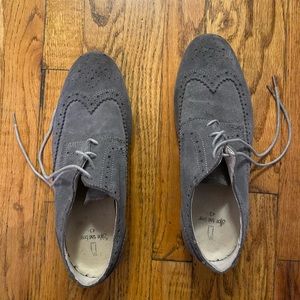 Grey Suede Wingtip Dress Shoes